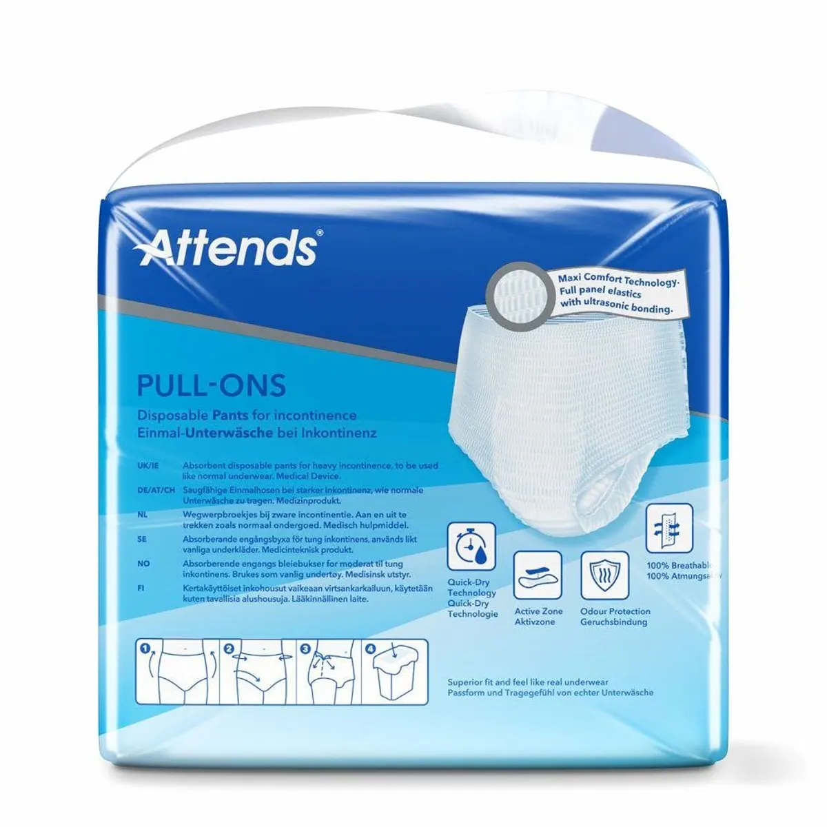 Attends Pull-Ons 8 XL, diskrete Einmalhosen, hoher Tragekomfort, Odour Protection 3