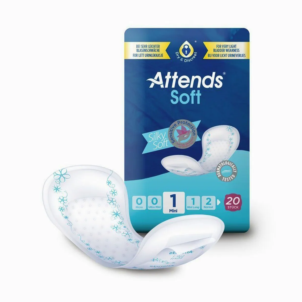 Attends Soft 1 Mini, anatomisch geformt, hohe Saugkraft — 20 Stück