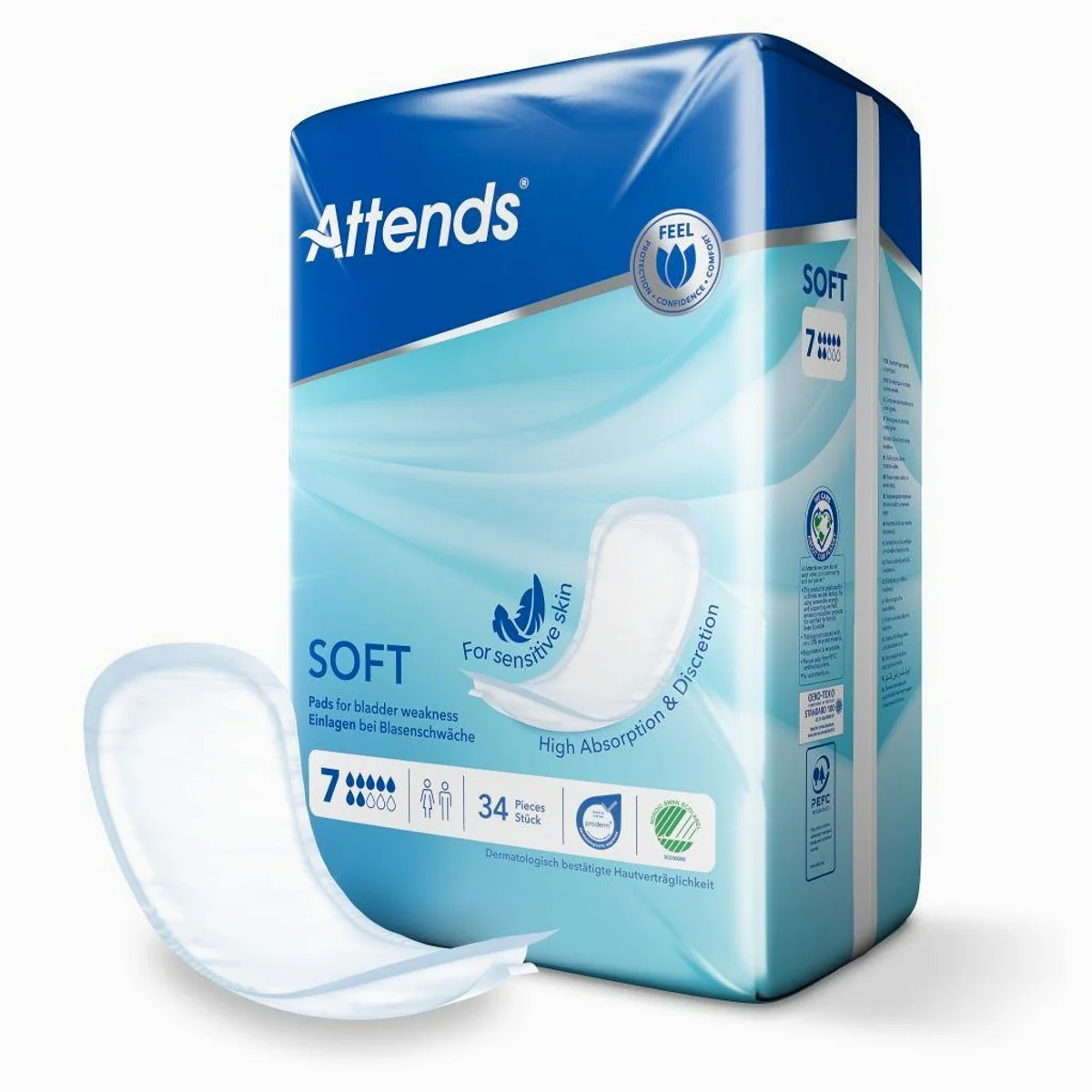 Attends Soft 7 Inkontinenzslip, anatomisch geformt, hoher Auslaufschutz