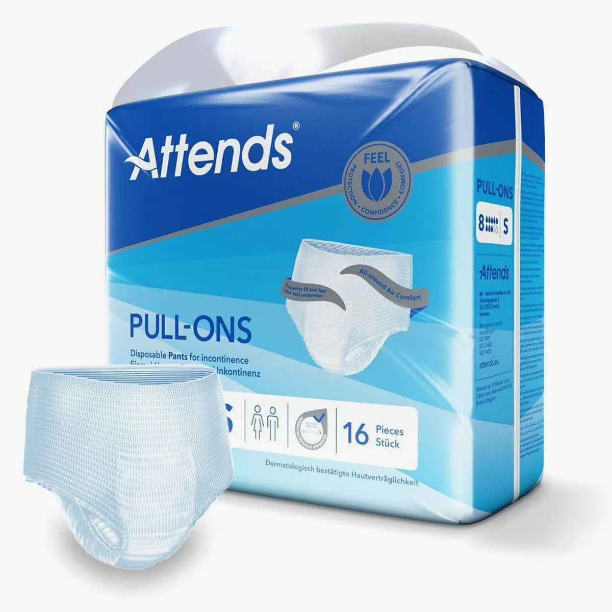 Attends Pull-Ons 8 Small, elastische Einmalhose, hohe Saugstärke, atmungsaktiv