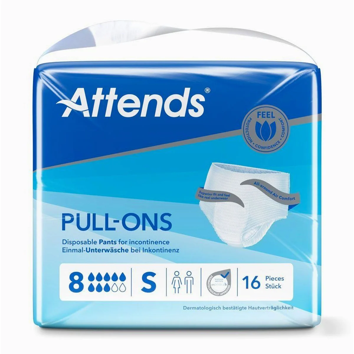 Attends Pull-Ons 8 Small, elastische Einmalhose, hohe Saugstärke, atmungsaktiv 2