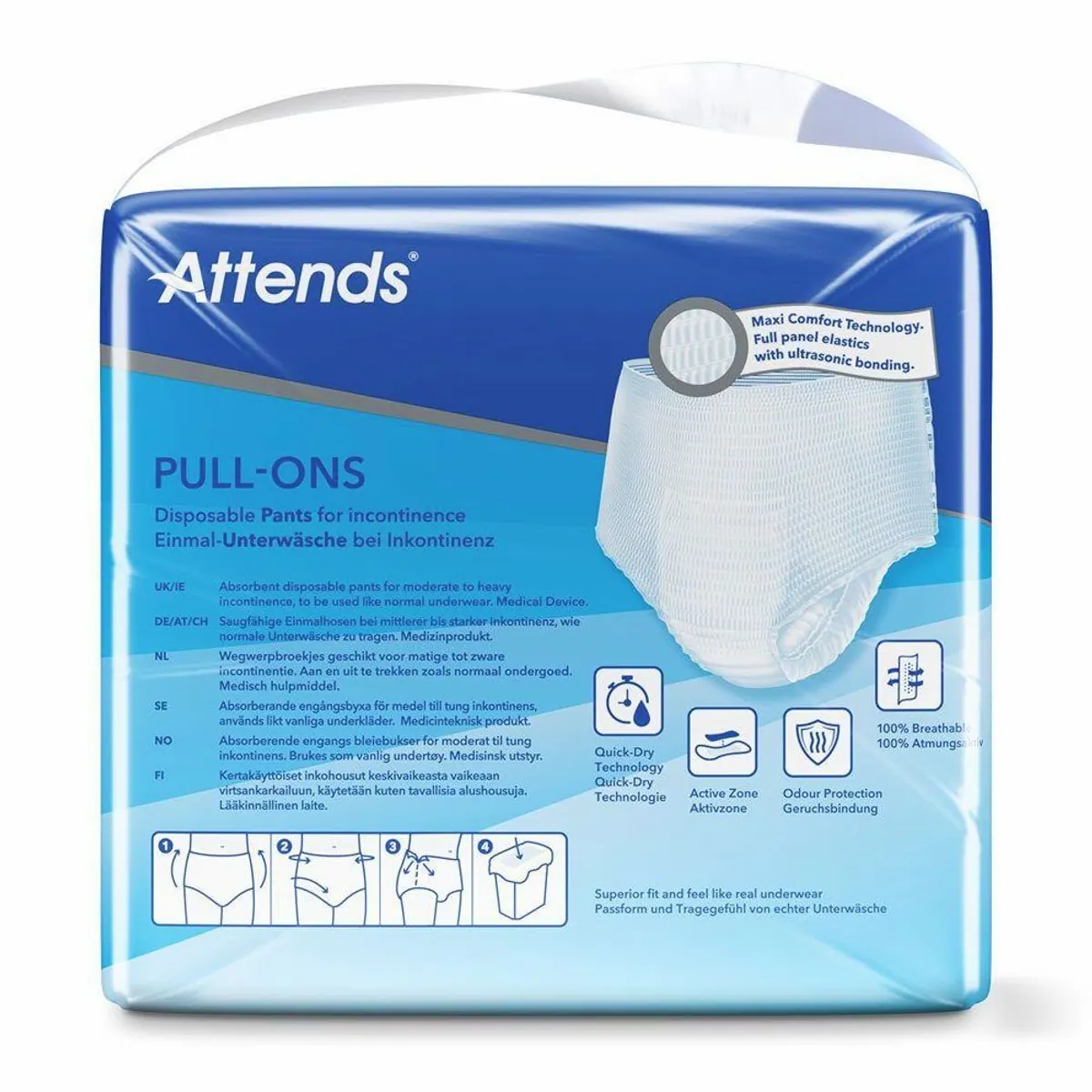 Attends Pull-Ons 8 Small, elastische Einmalhose, hohe Saugstärke, atmungsaktiv 3