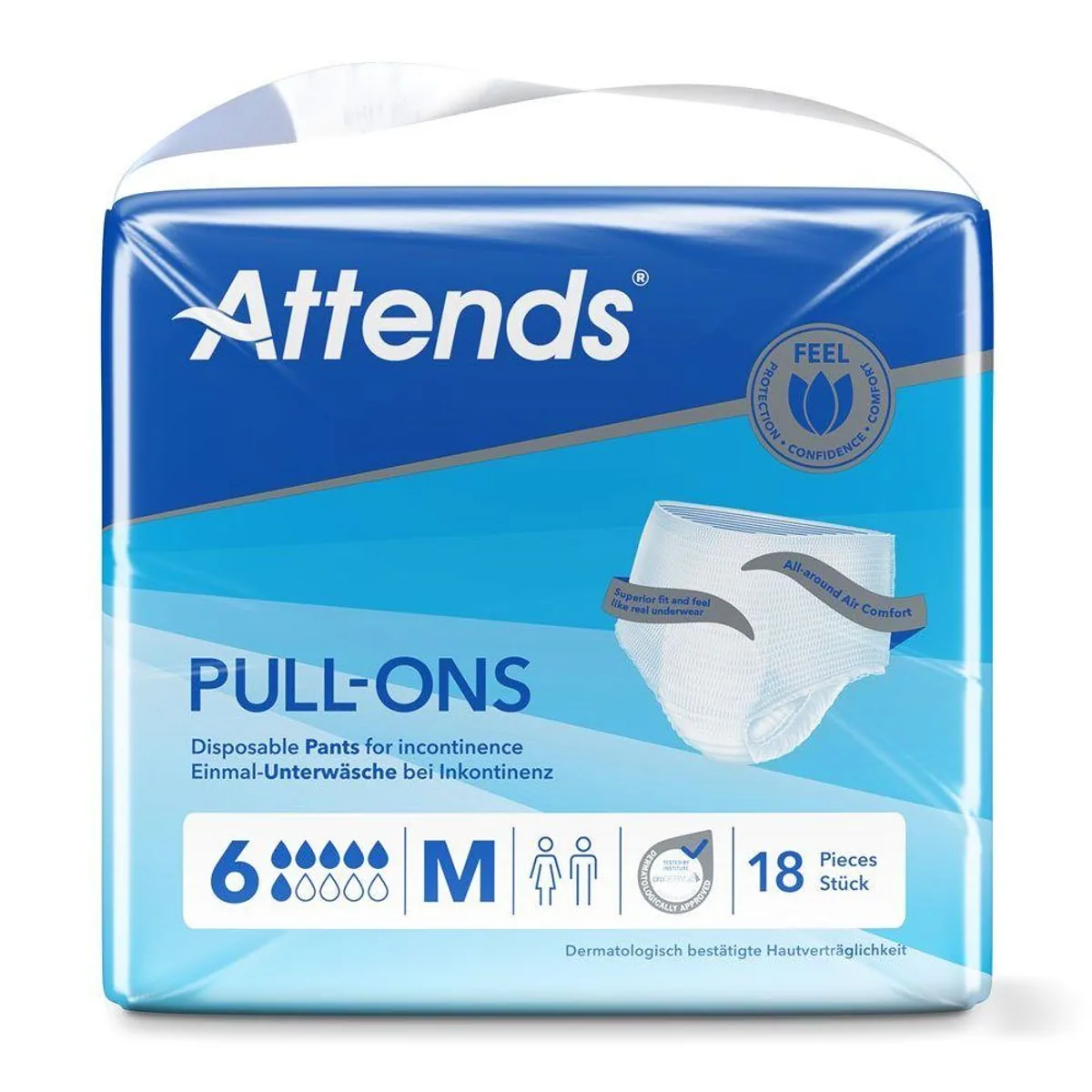 Attends Pull-Ons 6 M, weiche Einmalhosen, atmungsaktiv, mit Nässeindikator 2