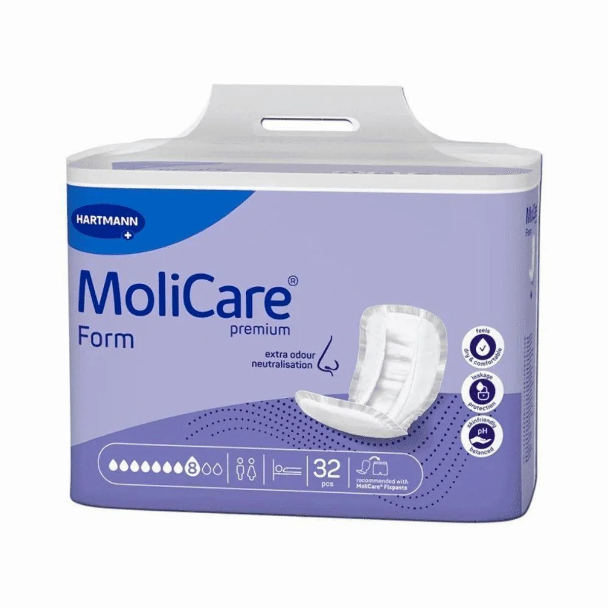 MoliCare Premium Form Vorlage, für Harn- und Stuhlinkontinenz, 8 Tropfen — optimaler Sitz, einfacher Wechsel, extra Auslaufschutz