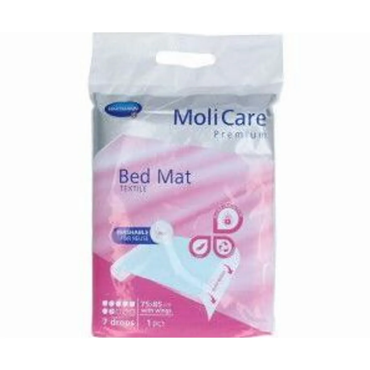 MoliCare Premium Bed Mat Textile mit Flügeln, hohe Saugfähigkeit, rutschfeste Unterseite 5