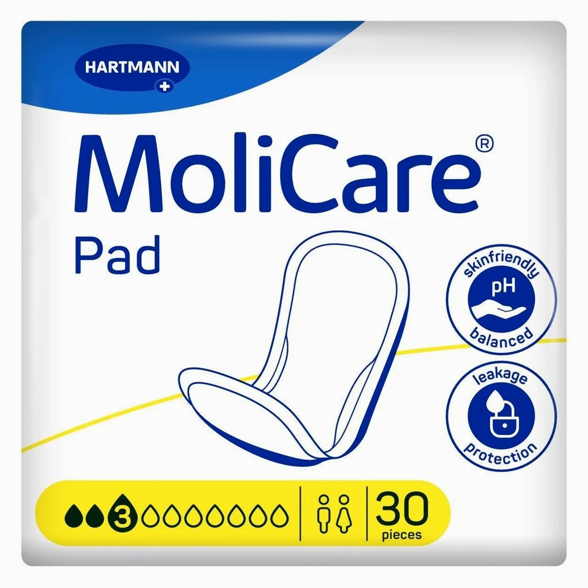 MoliCare Pad 3 Tropfen, anatomisch geformt, für diskrete Inkontinenzversorgung — 30 Stück 2