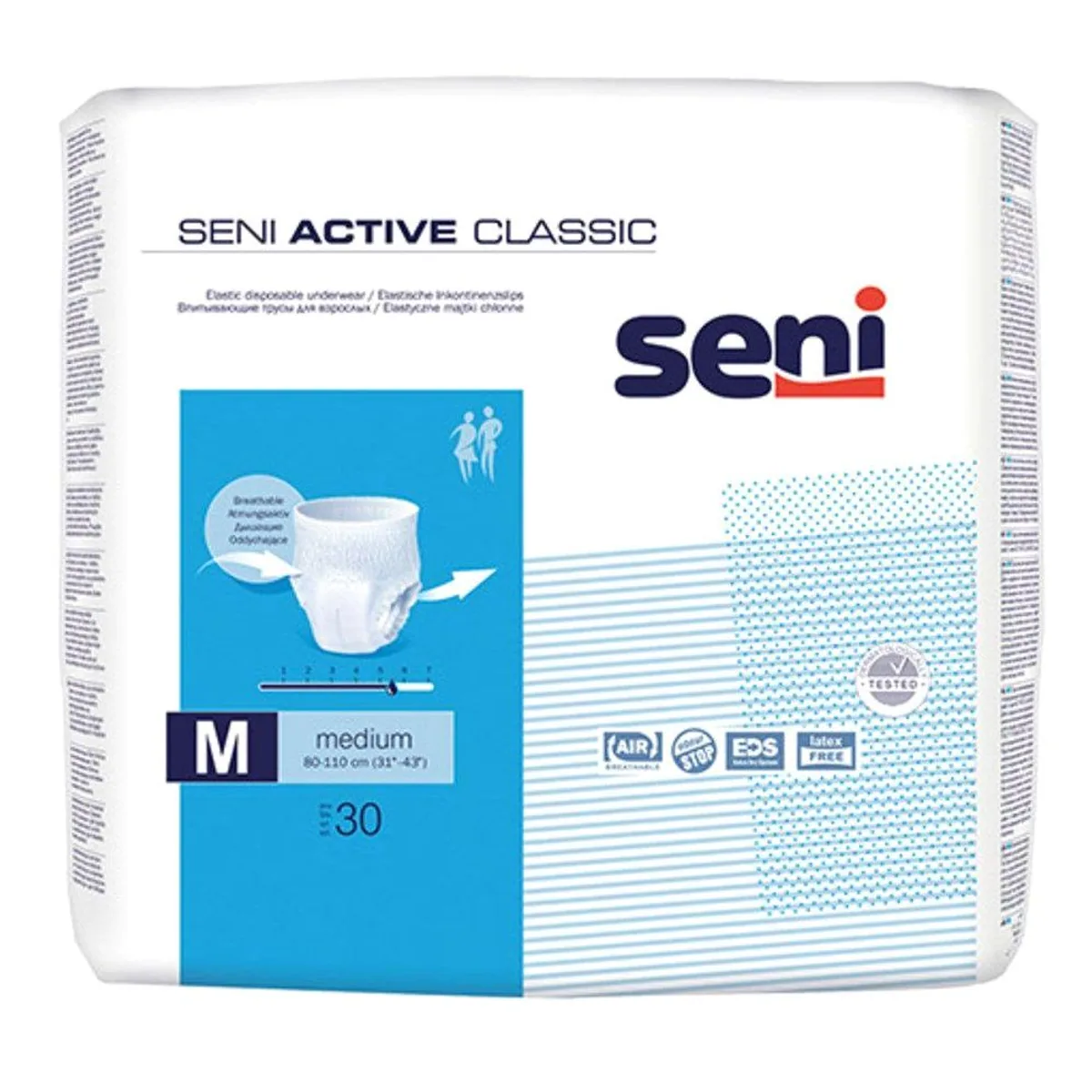 Seni Active Classic Inkontinenzpants M, atmungsaktiv, latexfrei, mit Nässeindikator