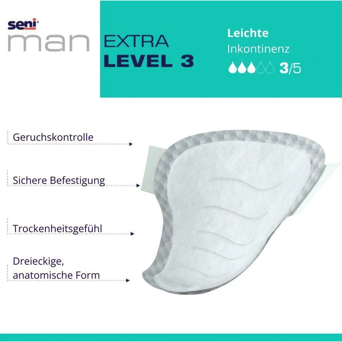 Seni Man Extra Level 3 Einlagen, anatomisch geformt, mit Auslaufschutz 3