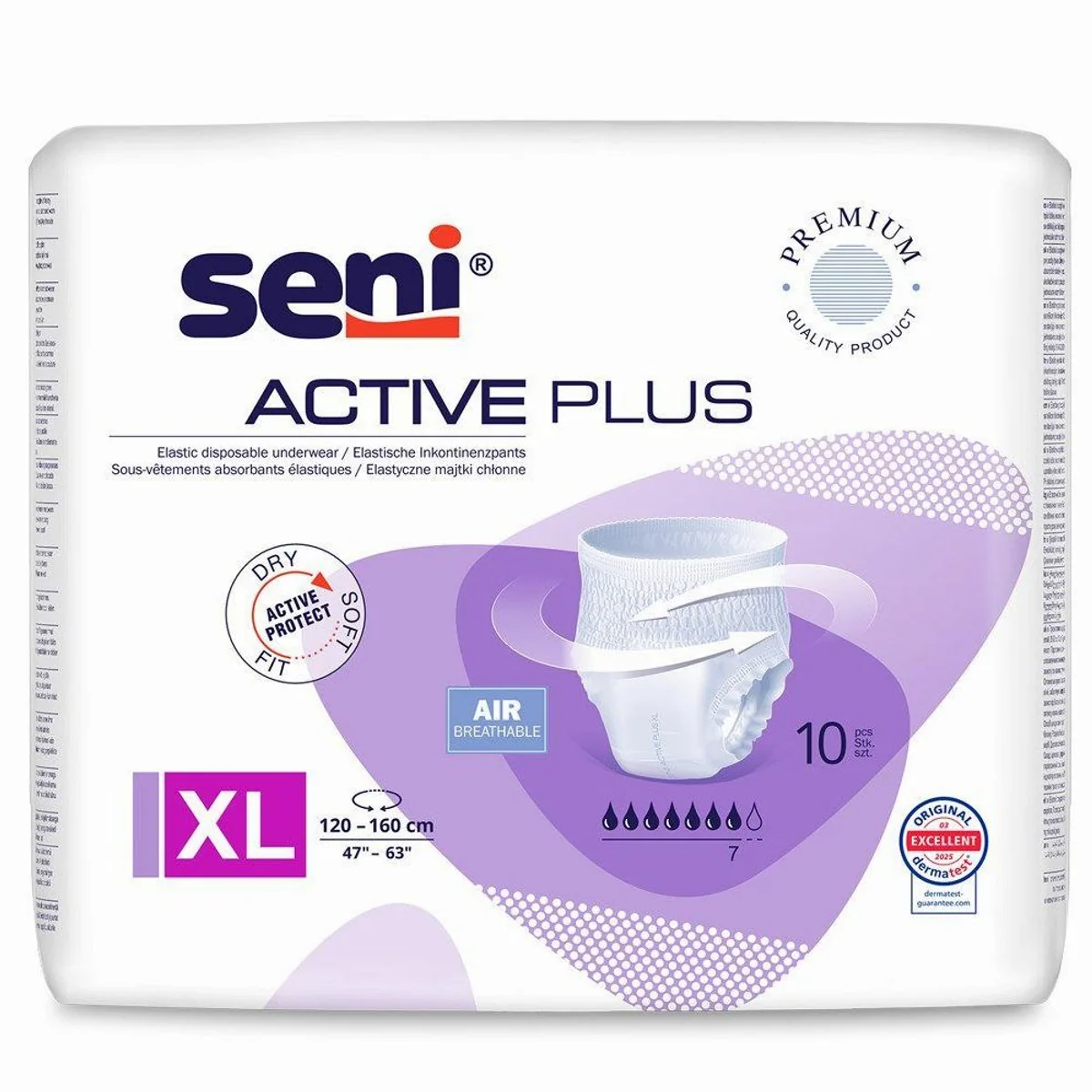 Seni Active Plus Inkontinenzslips XL, elastisch, atmungsaktiv, hohe Saugstärke