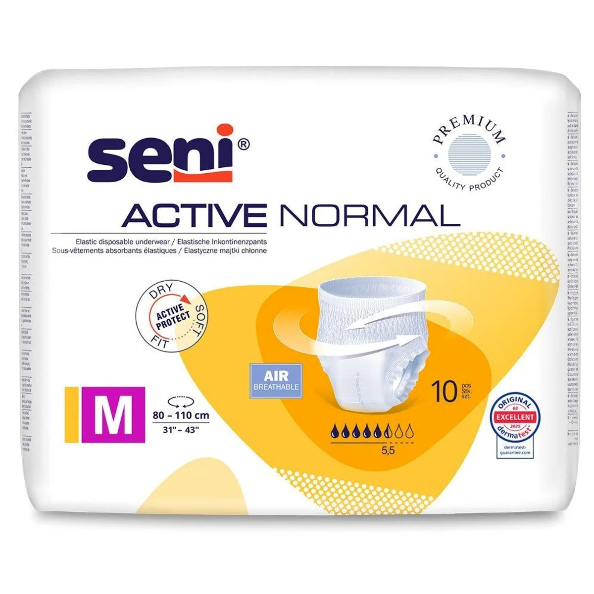 Seni Active Normal Inkontinenzslips Größe M, atmungsaktiv, elastisch, hoher Tragekomfort