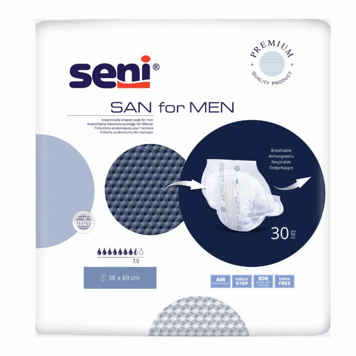 Seni San for Men Inkontinenzvorlagen, optimale Anpassung und zuverlässiger Schutz