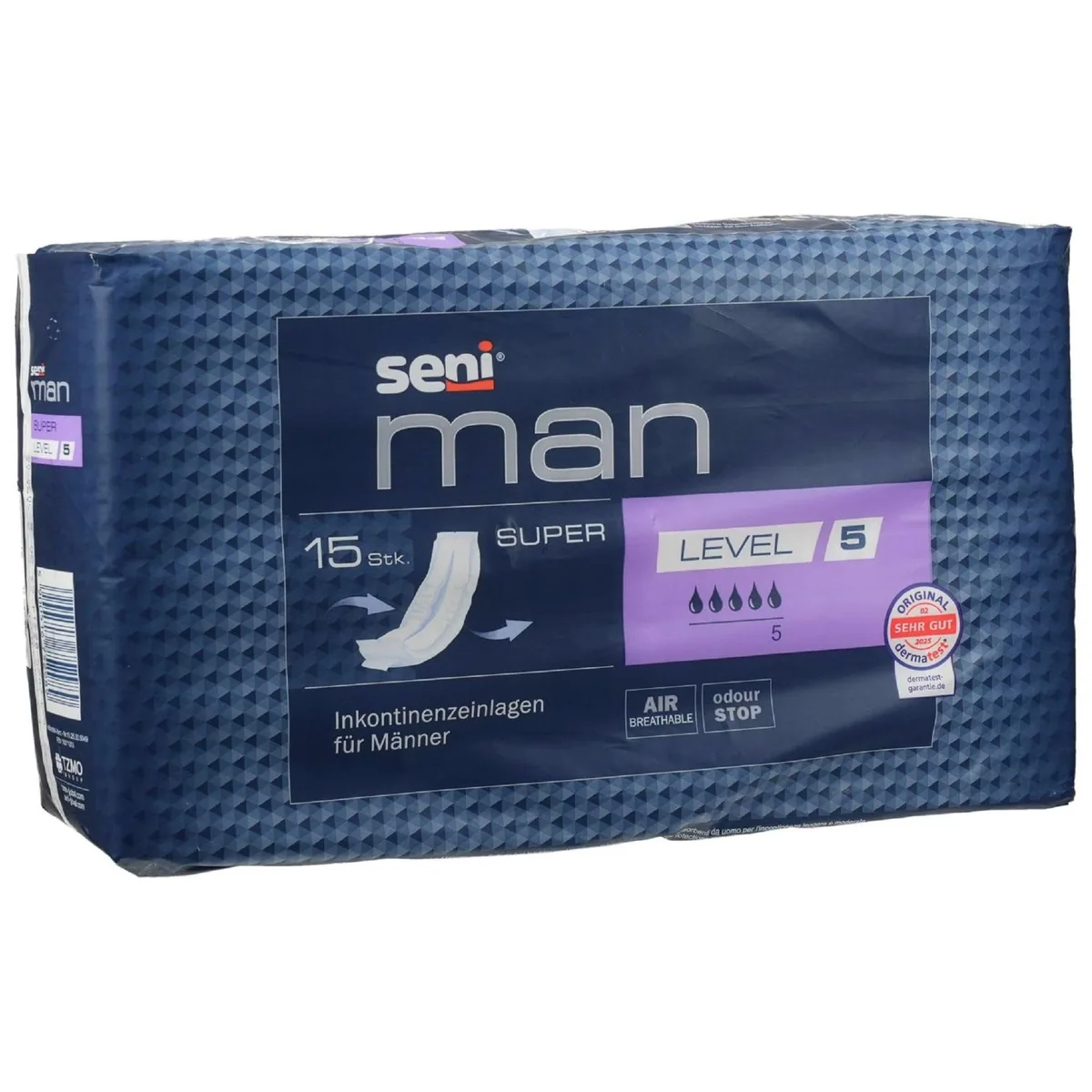 Seni Man Inkontinenzeinlage super Level 5, diskreter Schutz, hohe Saugkraft, atmungsaktiv
