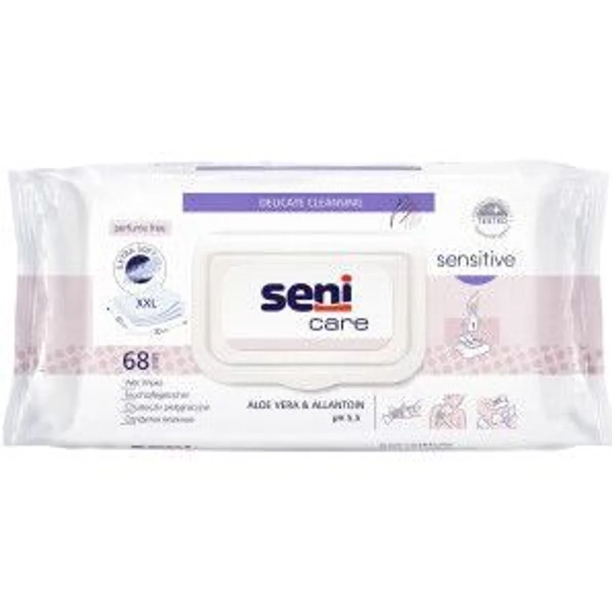 Seni Care Sensitive Feuchtpflegetücher, sanfte Reinigung für empfindliche Haut 4