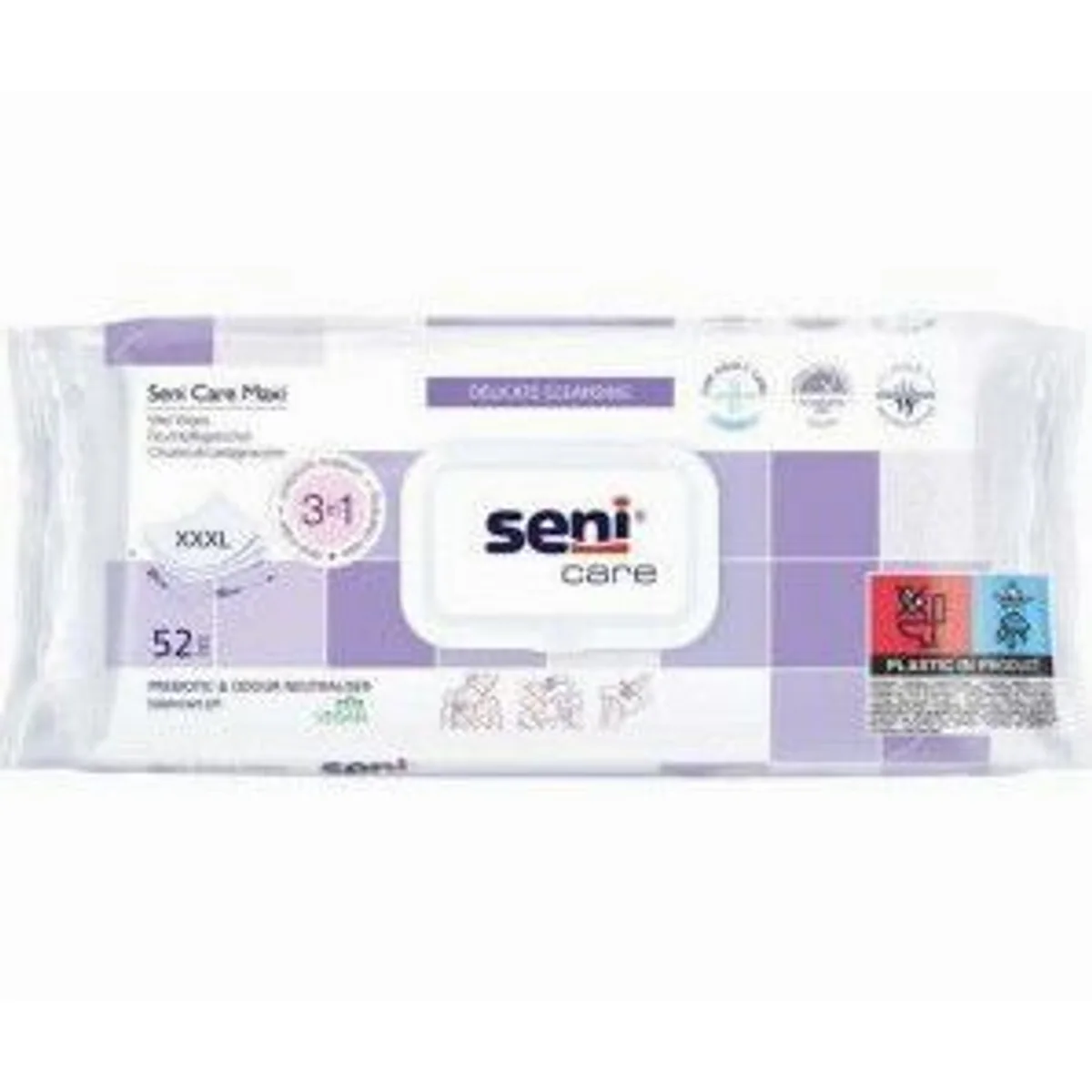 Seni Care Maxi Feuchttücher, sanfte Reinigung, hautfreundlich, praktische Größe — 52 Stück