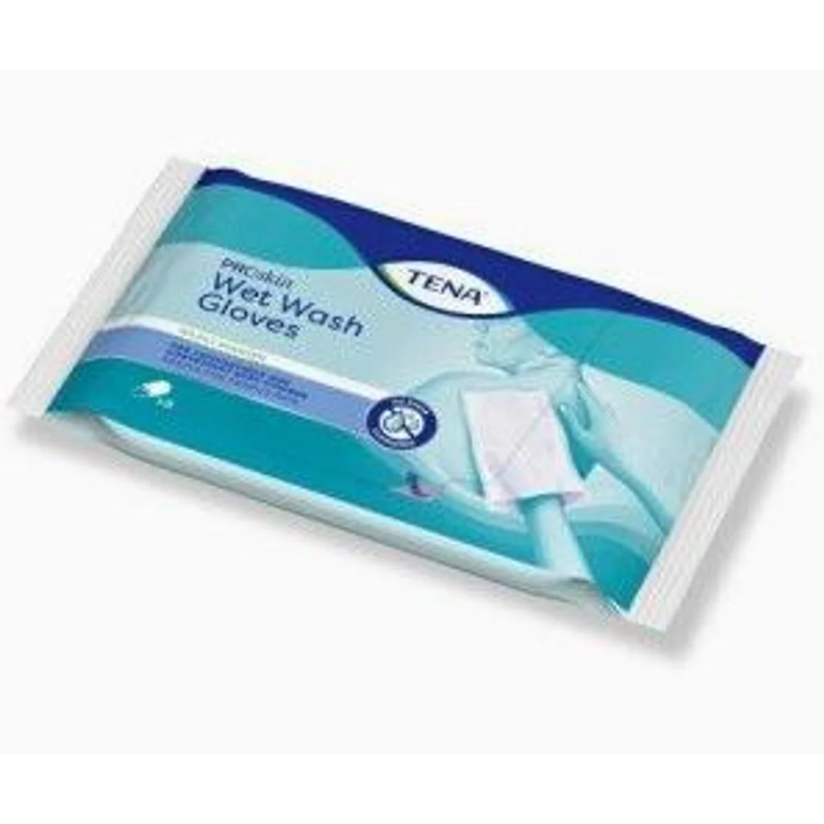 TENA Wet Wash Glove parfümiert, sanfte Reinigung, praktische Anwendung, hautfreundlich — 8 Stück