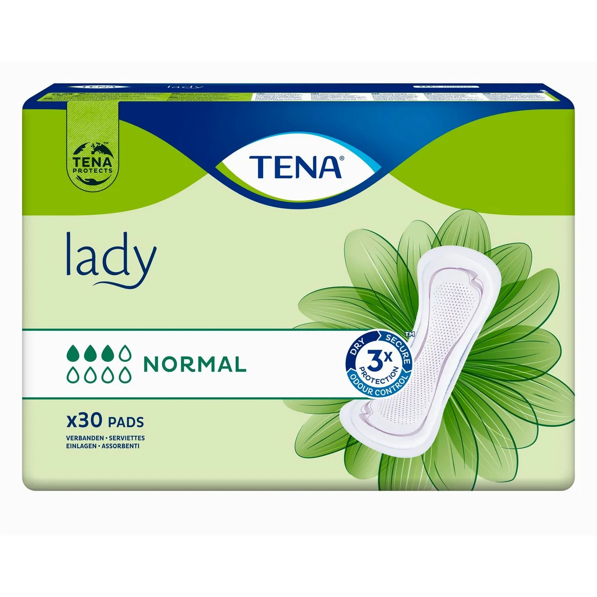 TENA LADY Normal, zuverlässiger Schutz für Blasenschwäche — hohe Saugfähigkeit, frisches Gefühl, anatomische Passform